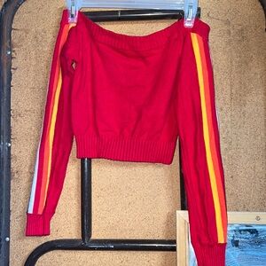 Red Off the Shoulder Crop Top